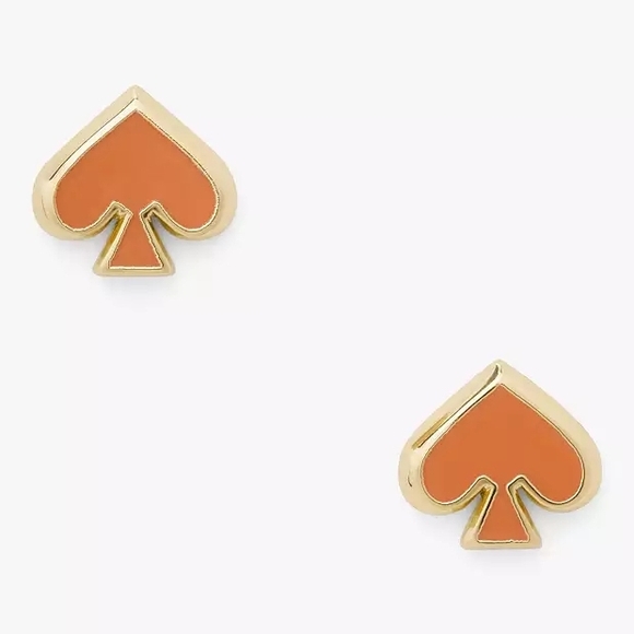 kate spade Jewelry - NWT Kate Spade Orange Everyday Spade Enamel Stud Earrings